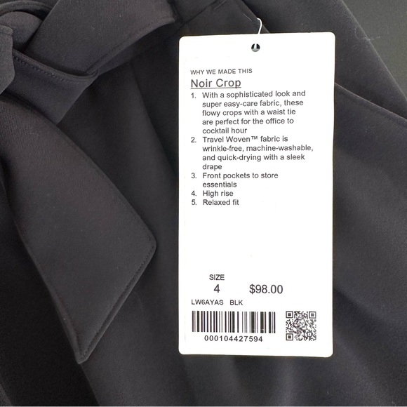 NWT Lululemon Noir Crop- Black SZ 4 - Picture 12 of 13